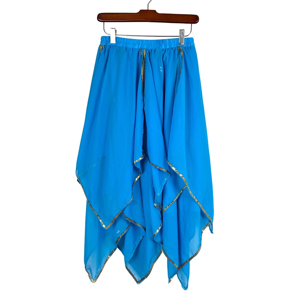 Skirt Sz S Fairy Handkerchief Hem Midi Sequin Statement Festival Boho Ren Fair